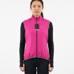 NWT Outto Large Hot Pink Cycling Vest Wind Shirt Reflective Pocket Zip Up